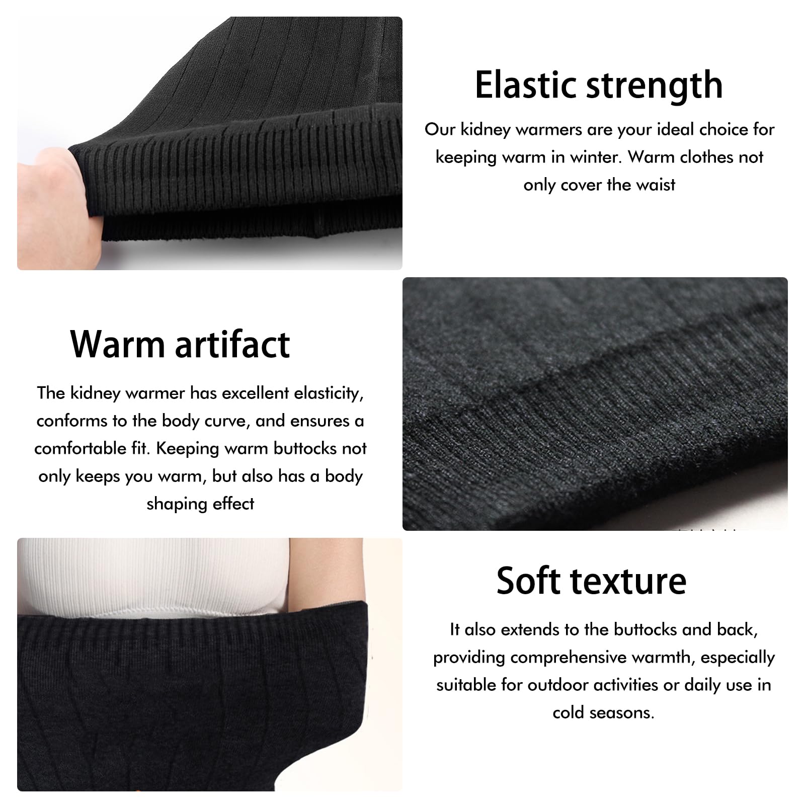 SPORWAY Calentador de espalda de cachemira para mujer: calentador de cintura para invierno, cinturón de calor para riñones, cintura elástica, soporte para cintura, protector de cintura, calentador de