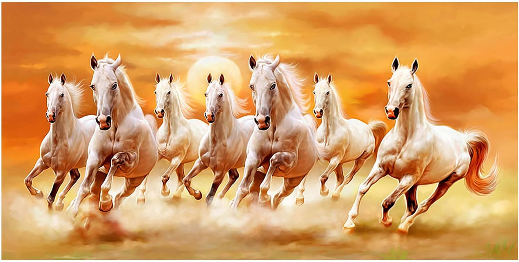 Art Factory The Seven Horse Vaastu Canvas Painting 36" x 20"