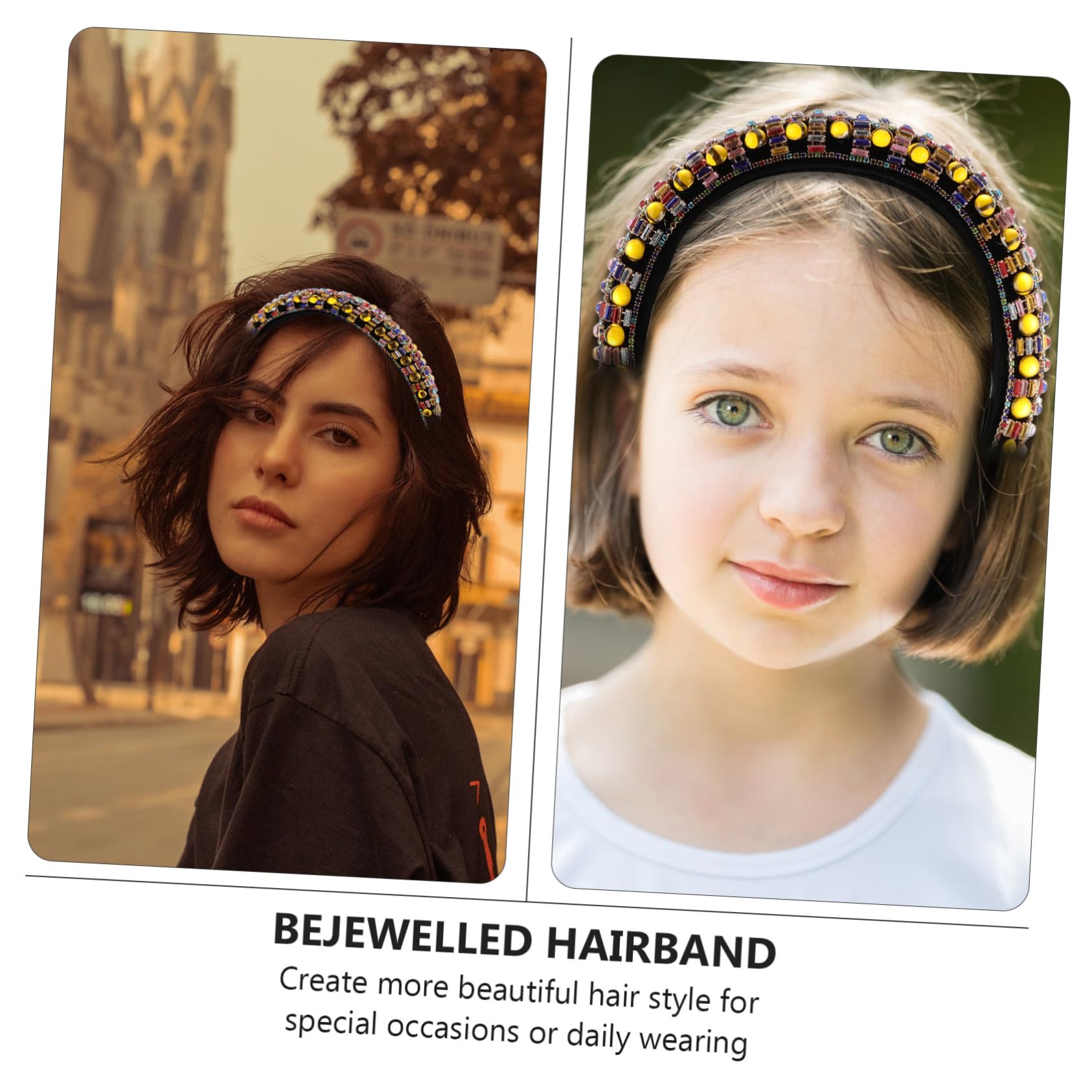 Gatuida Diadema Ancha Piedras Brillantes para Mujer Vintage Gemas de Imitación Accesorio Cabello Adecuado para Uso Diario y Ocasiones Obsequios
