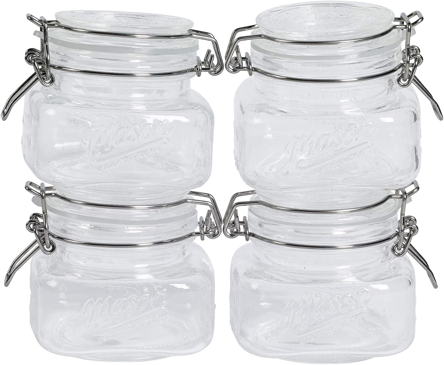 Mason Craft & More Airtight Kitchen Food Storage Clear Glass Clamp Jars