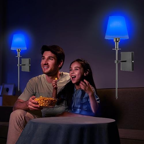 Miniatura 3 de Juego de 2 lámparas de pared con pilas, no con cableado, lámpara de pared con batería con foco regulable a distancia, fácil de instalar, sin cables,