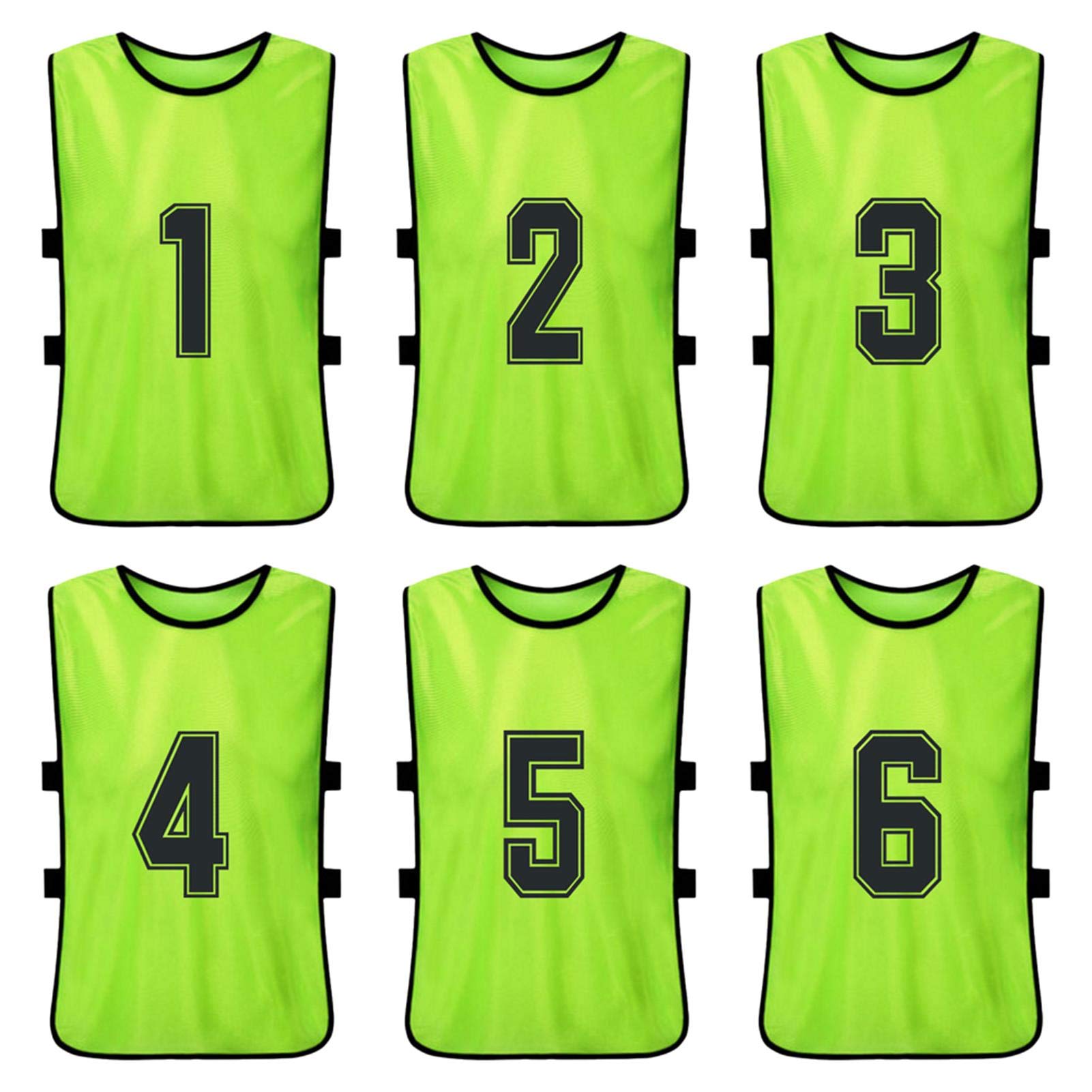 Lixada 6/12 Piezas Adulto/Niños Chaleco Deportivo de Práctica de Número de Camiseta de Fútbol de Secado Rápido de Manga Corta de Fútbol