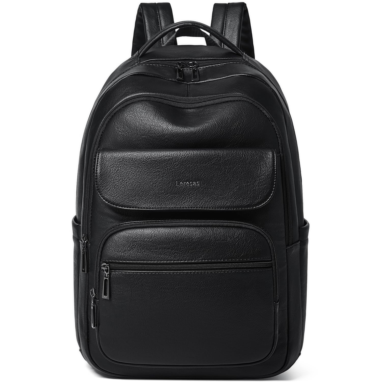 37L Backpack Purse for Women Men for Work Travel Back Pack Laptop Purses Vegan Leather Fashion College Daypack Black