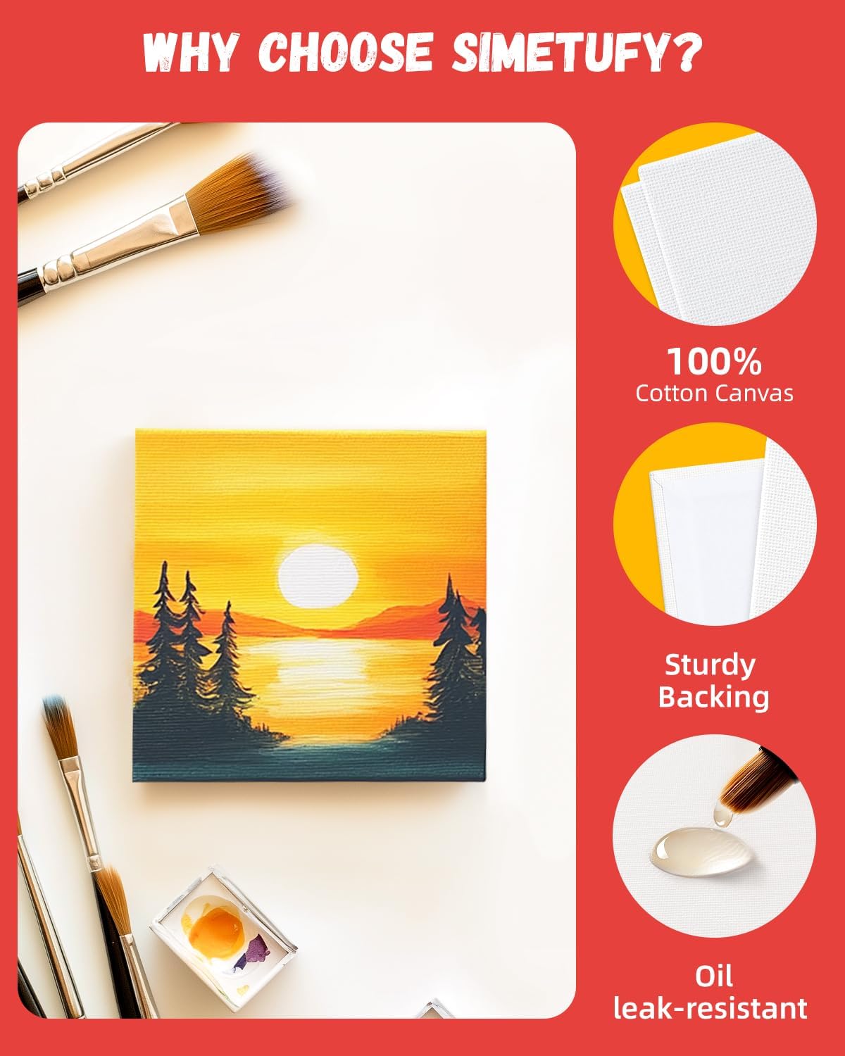 SIMETUFY 5x5 inch 12 Pack Mini Canvas Boards Primed Acid Free Mini Canvas Panels for Oil, Watercolor, Acrylic, Gouache Paint - Image 6