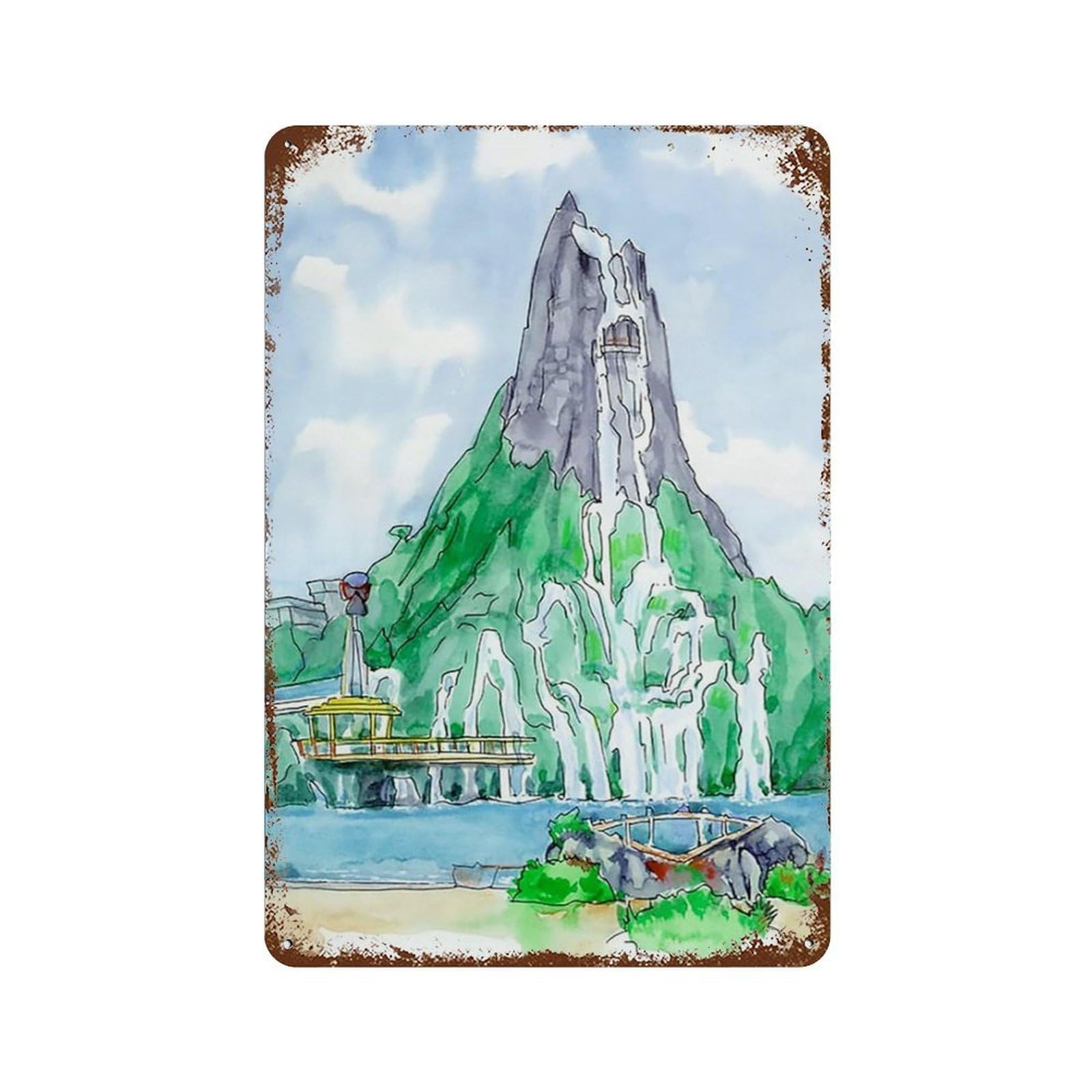 xiaoxiaoshen Cityscape Volcano Bay Wall Decor Art Metal Tin Poster Modern Home Decor Art Home Bar Shop Decorations Vintage Sign 30x20cm
