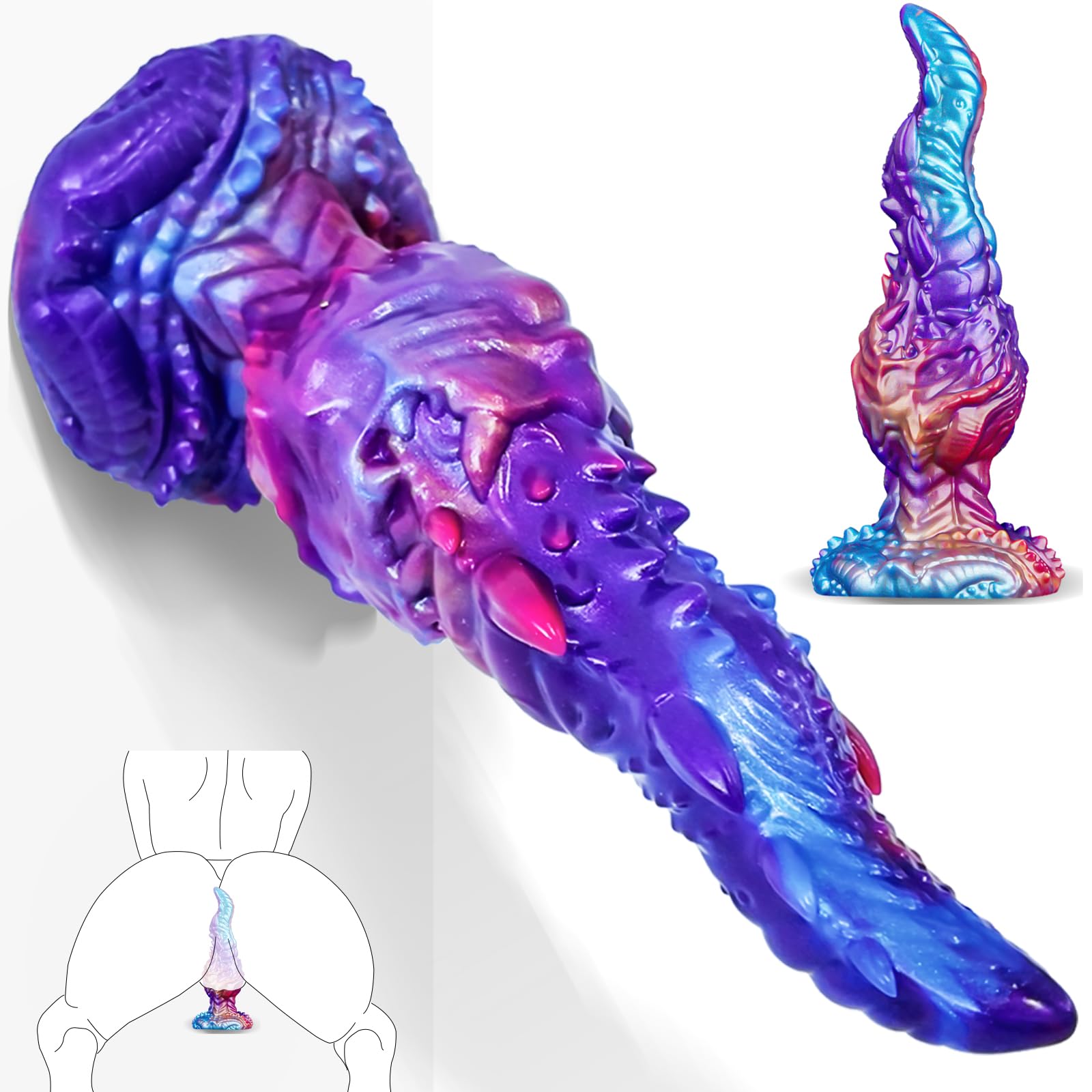 Dragon Tongue Dildo Sex Toy 8 3 2 4 Thick G-Spot Massager Silicone Anal Plug with Powerful Suction