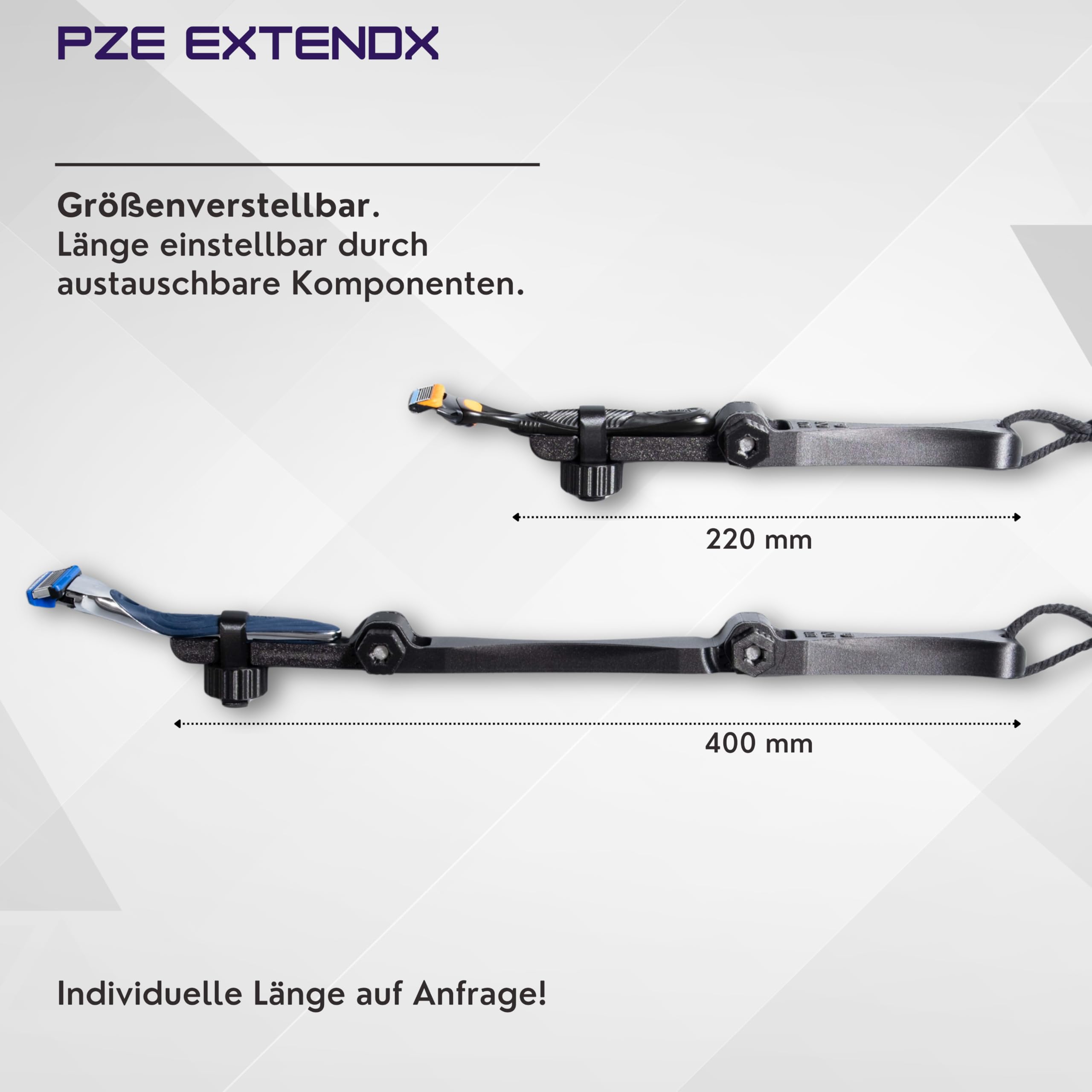 Rückenrasierer Herren und Damen - Rasiererverlängerung universal für alle Nassrasierer - Haarentfernung Rücken und Körper - Beinrasierer - ergonomisch - kompakt - (Rasierer nicht enthalten)