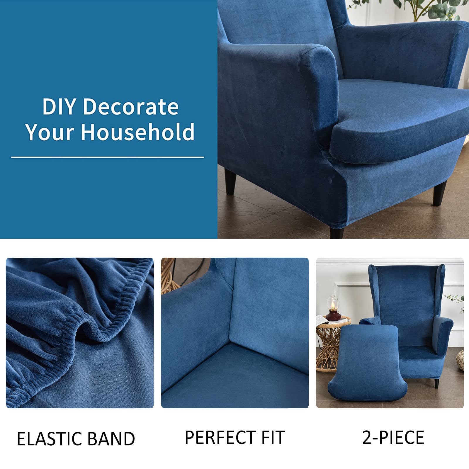 Copripoltrona Genius Relax Elasticizzato Antimacchia - Tinta Unita Blu Sugar Per Poltrone Reclinabili - Foto 7