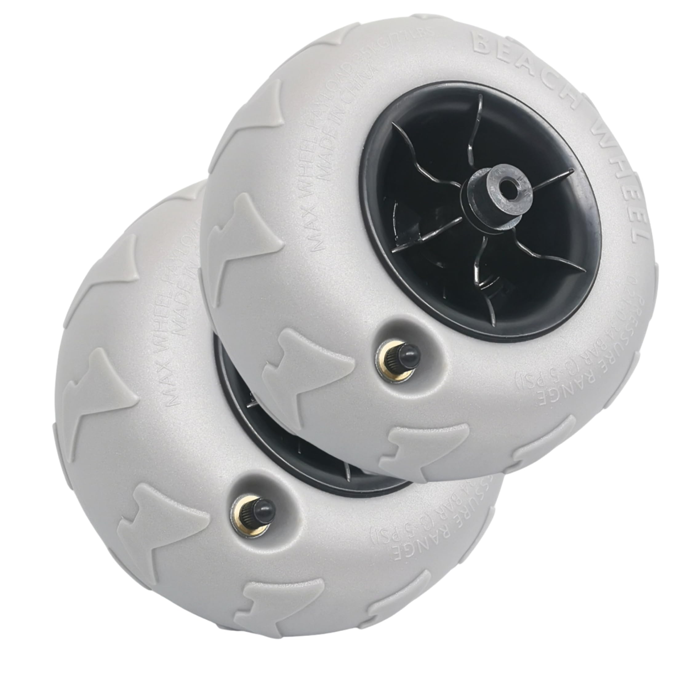 Paquete de 2 ruedas de globo para carrito de playa, repuesto de ruedas de playa inflables de 9 pulgadas, para carrito de kayak, camping y jardín, gris plateado, cubo de 8, 5 mm.
