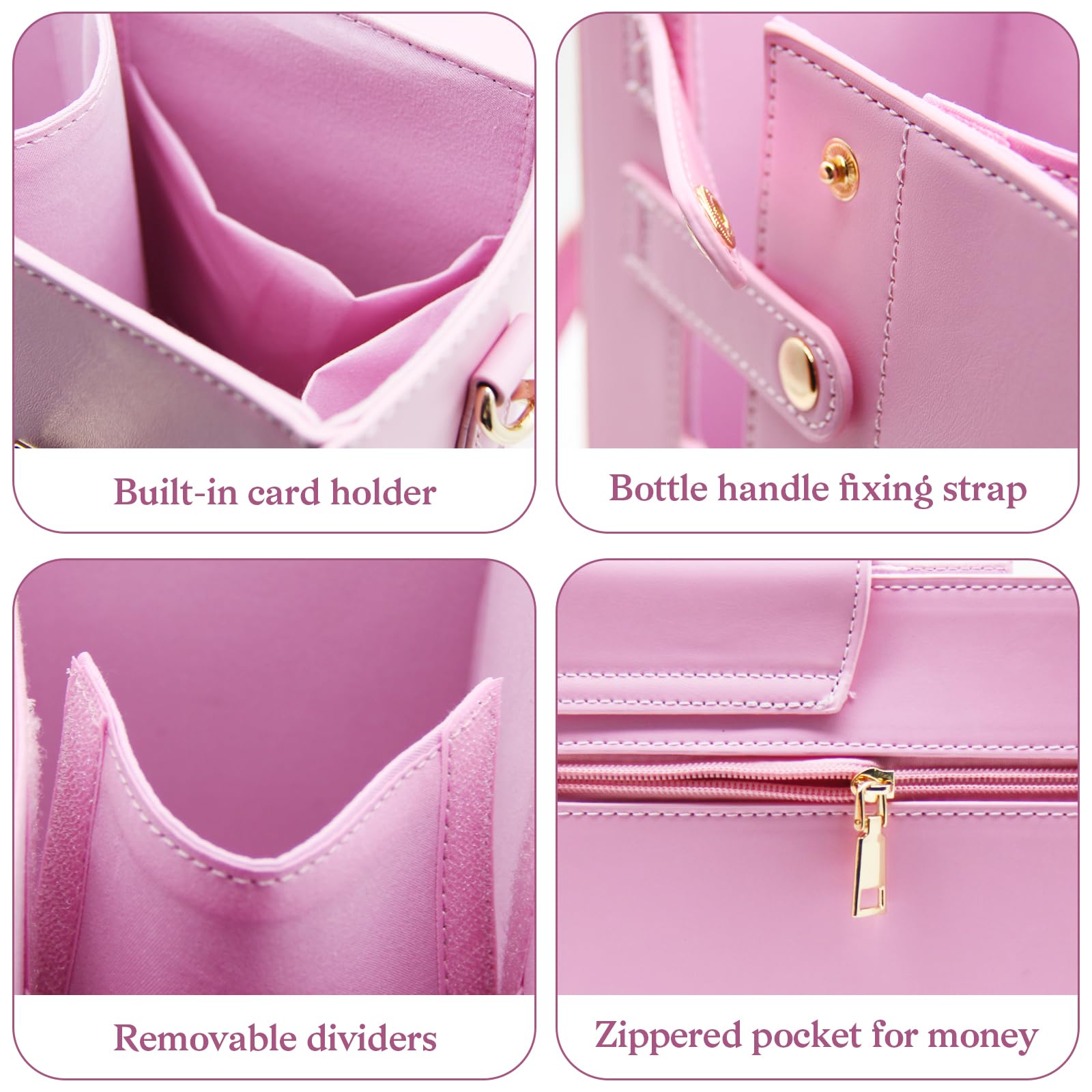 Tasche für Stanley Cup Handtasche Zubehör für Stanley Cup Tragbare Wasserflasche Crossbody Bag Trinkflaschentasche mit Schulter für Outdoor Reisen (Rosa)
