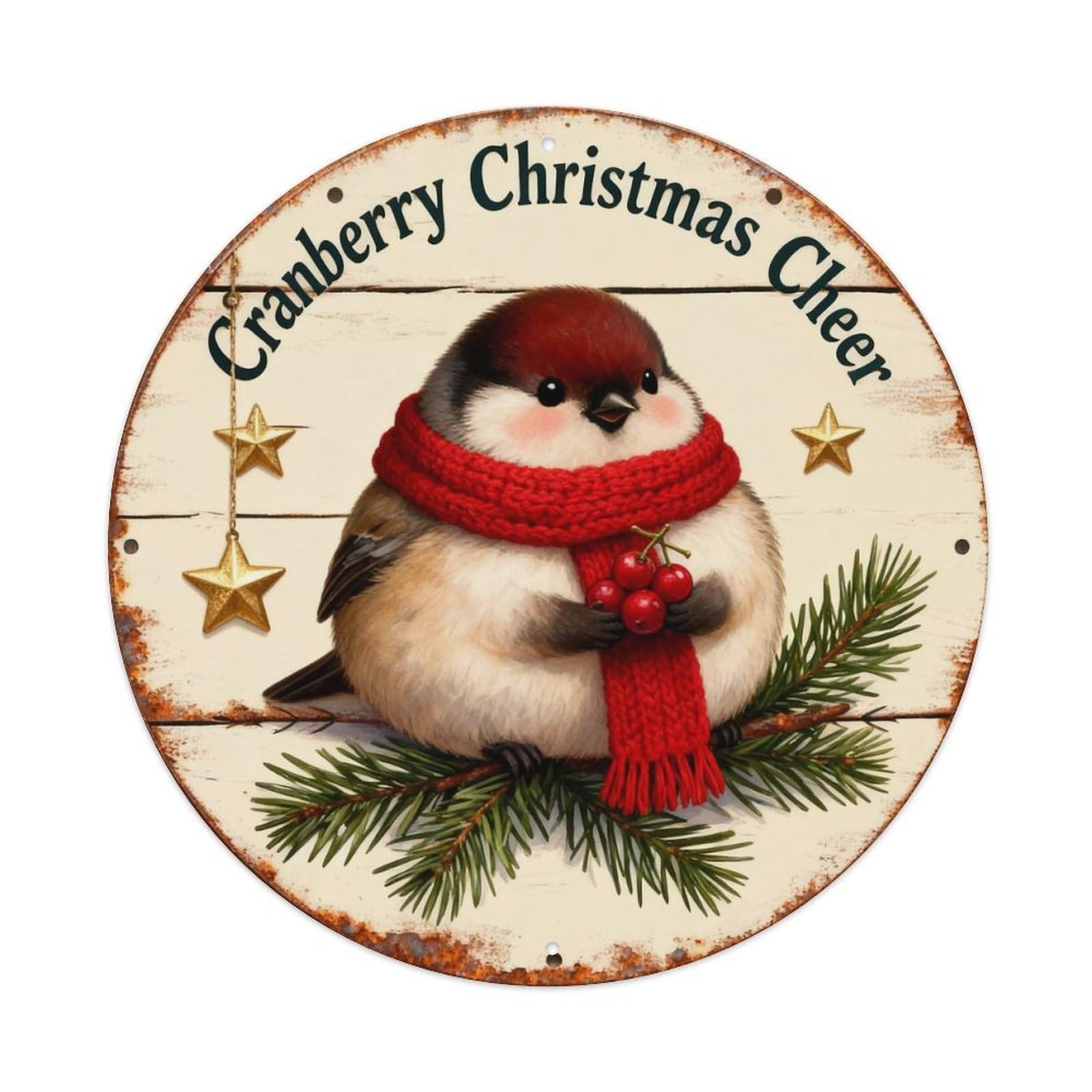 Cranberry Christmas Cheer Sign Metal Tin Sign Plaque