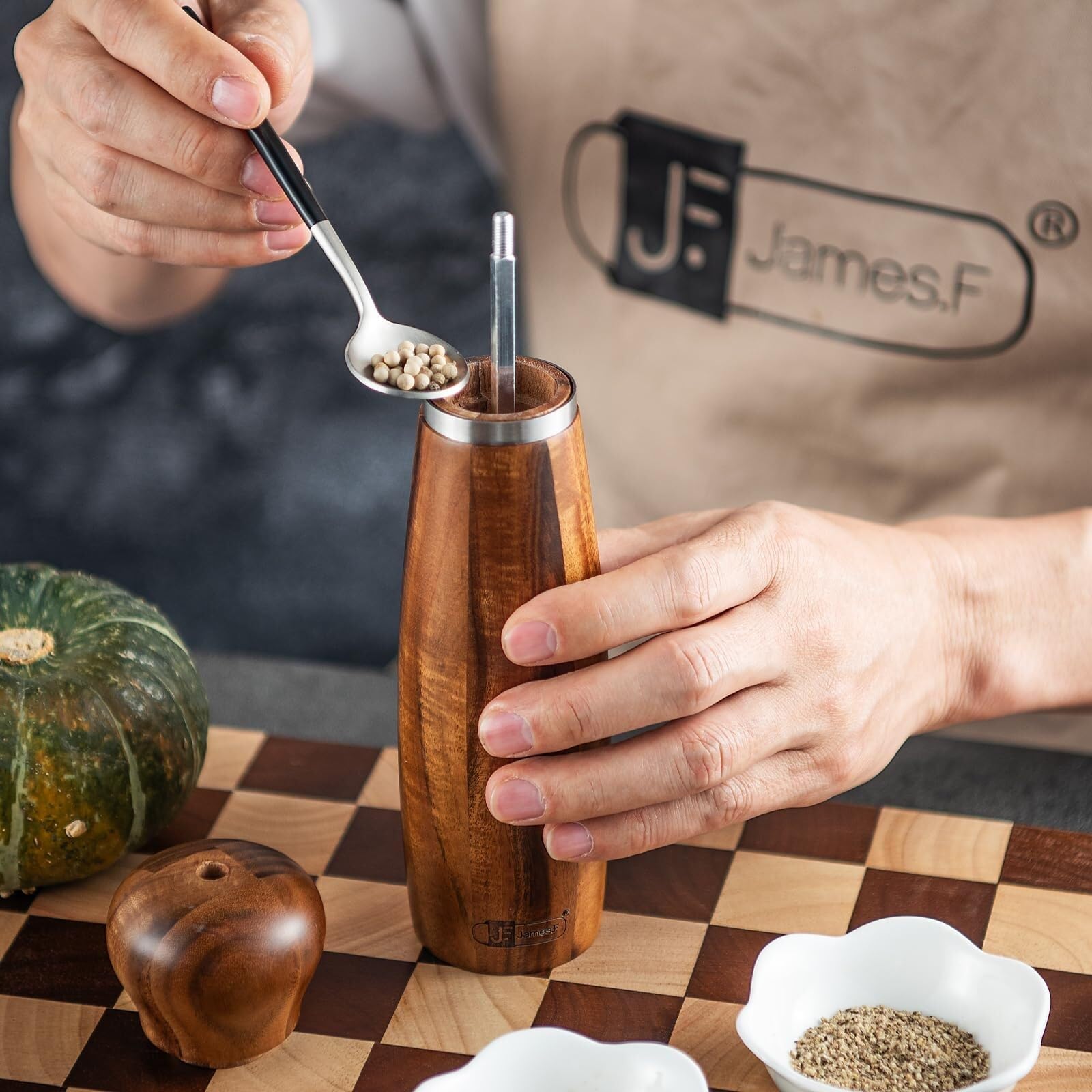 Młynek Do Przypraw Pieprzu Drewniany Młynek Do Soli I Pieprzu Z Okienkiem Kontrolnym Ceramicznym Rdzeniem Mielącym Do Różnych Przypraw