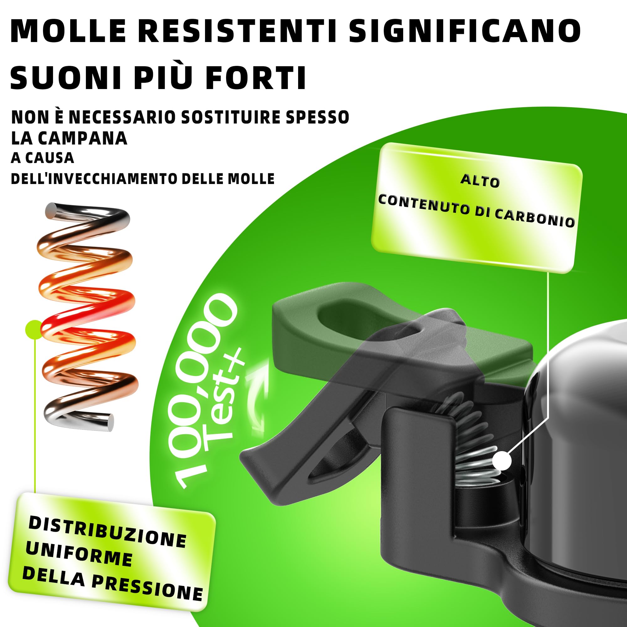 RBRL Mini campanello per bicicletta per bici da strada e gravel – Campanello per bicicletta rumoroso da 100 dB, girevole a 360°, utilizzabile con mano sinistra/destra – Compatto per manubri da 22–32 m