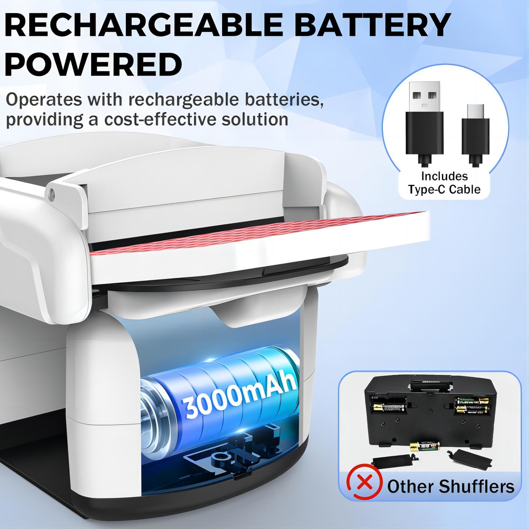 Mélangeur automatique de cartes pour 4 jeux – Mélangeur de cartes électroniques avec batterie rechargeable USB de 3000 mAh, mélange rapide et fluide pour poker, UNO, Phase 10, Skip-Bo, (noir)