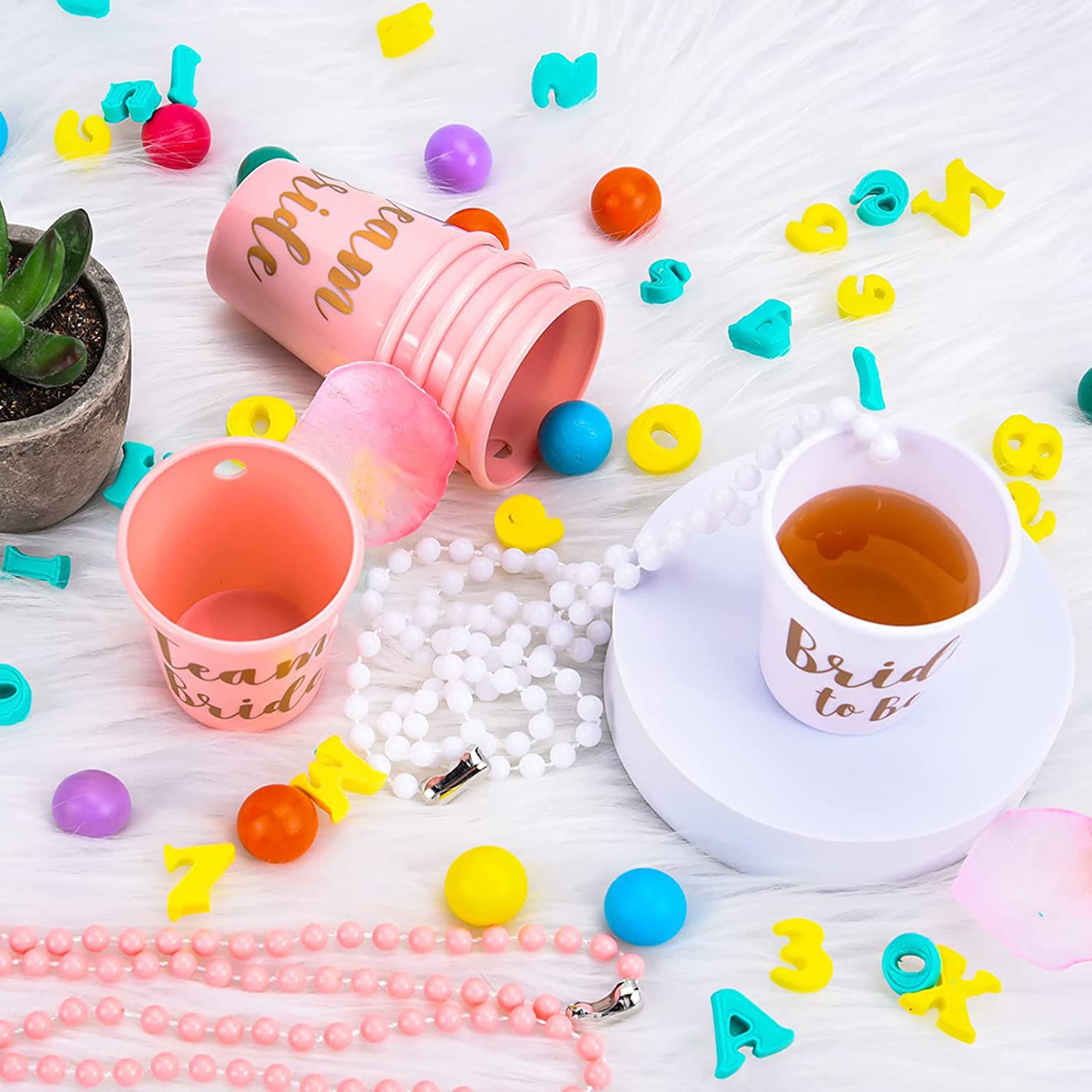 Confezione da 15 bicchierini da shot con catena, bicchierini da shot Jga, da appendere alla sposa, per collana, per addio al celibato, sposa, festa, decorazione di nozze