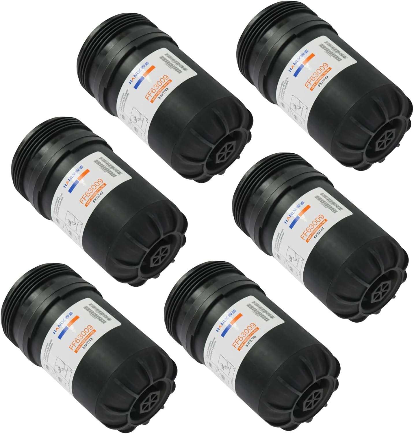 JDMSPEED FF63009 Fuel Filter for Cummins B- & L- Series Diesel Engines Replaces Fleetguard FF63009 5303743 FF63008 FH22168 (Pack of 6)
