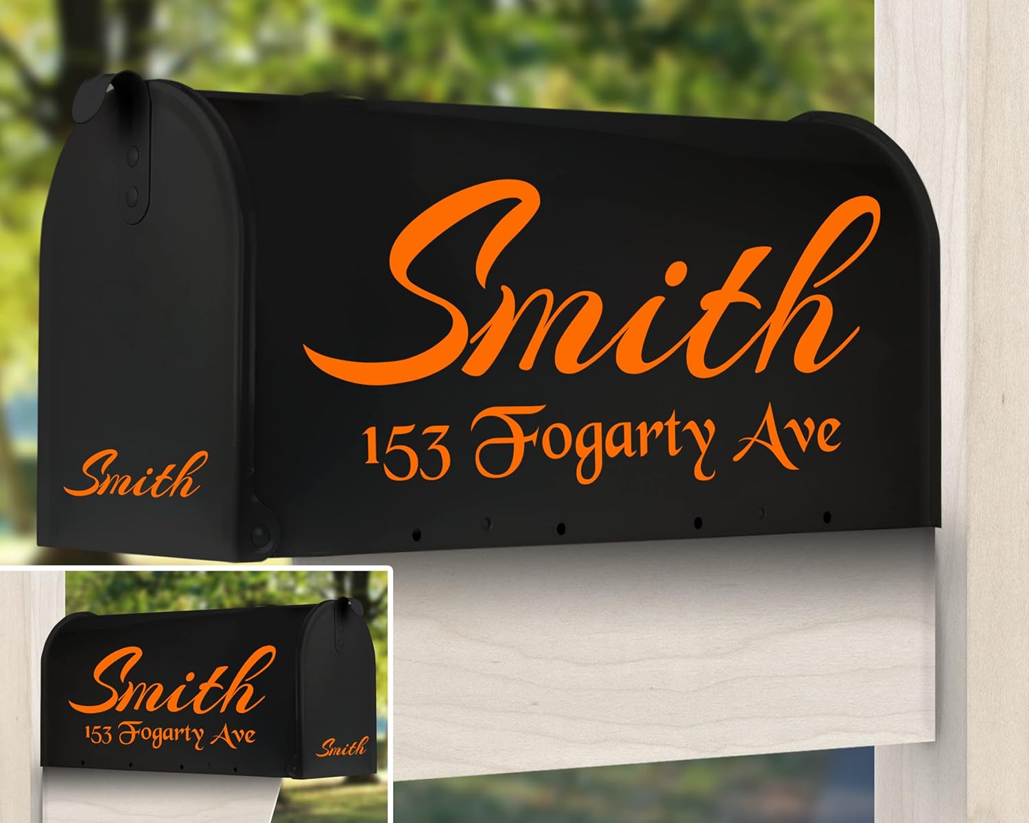 Set of 6 Personalized Mailbox Decals for Outside Waterproof Last Name Decal Custom Address Decals Vinyl Stickers, by Cus2mize Mailbox, (Orange)