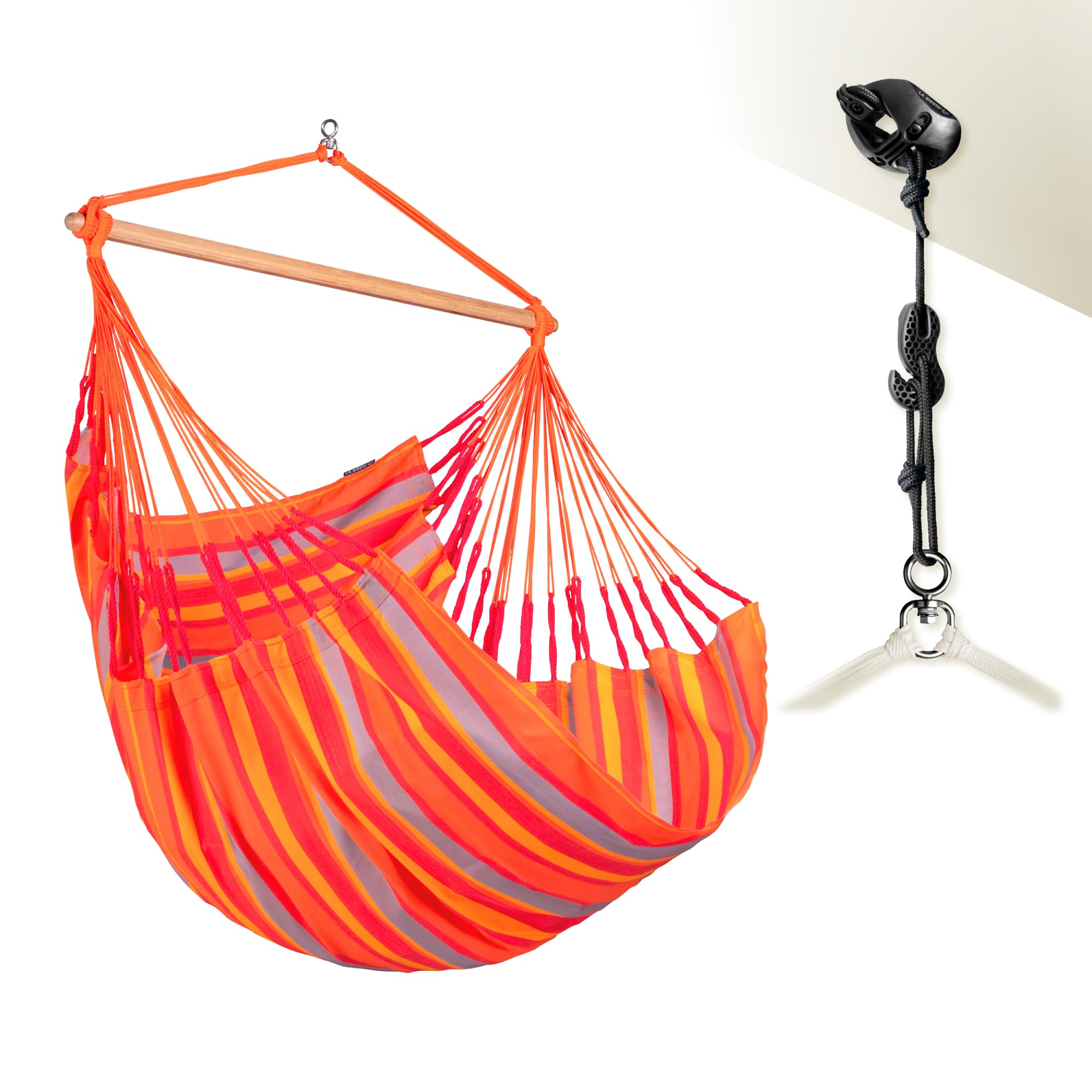 LA SIESTA® - Large Comfort Domingo Hammock Swing Chair &amp; CasaMount - Weather &amp; Tear Resistant Hanging Chair - Outdoor Indoor Hammock Chair w/Suspension Kit for Walls Ceilings Square Beams - Toucan