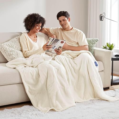 Vista 4 de Beautyrest - Manta Eléctrica Reversible de Felpa ultraligera - Manta Eléctrica, Regulador de Múltiples Niveles de Calor Acogedor Sofá Sala de Estar