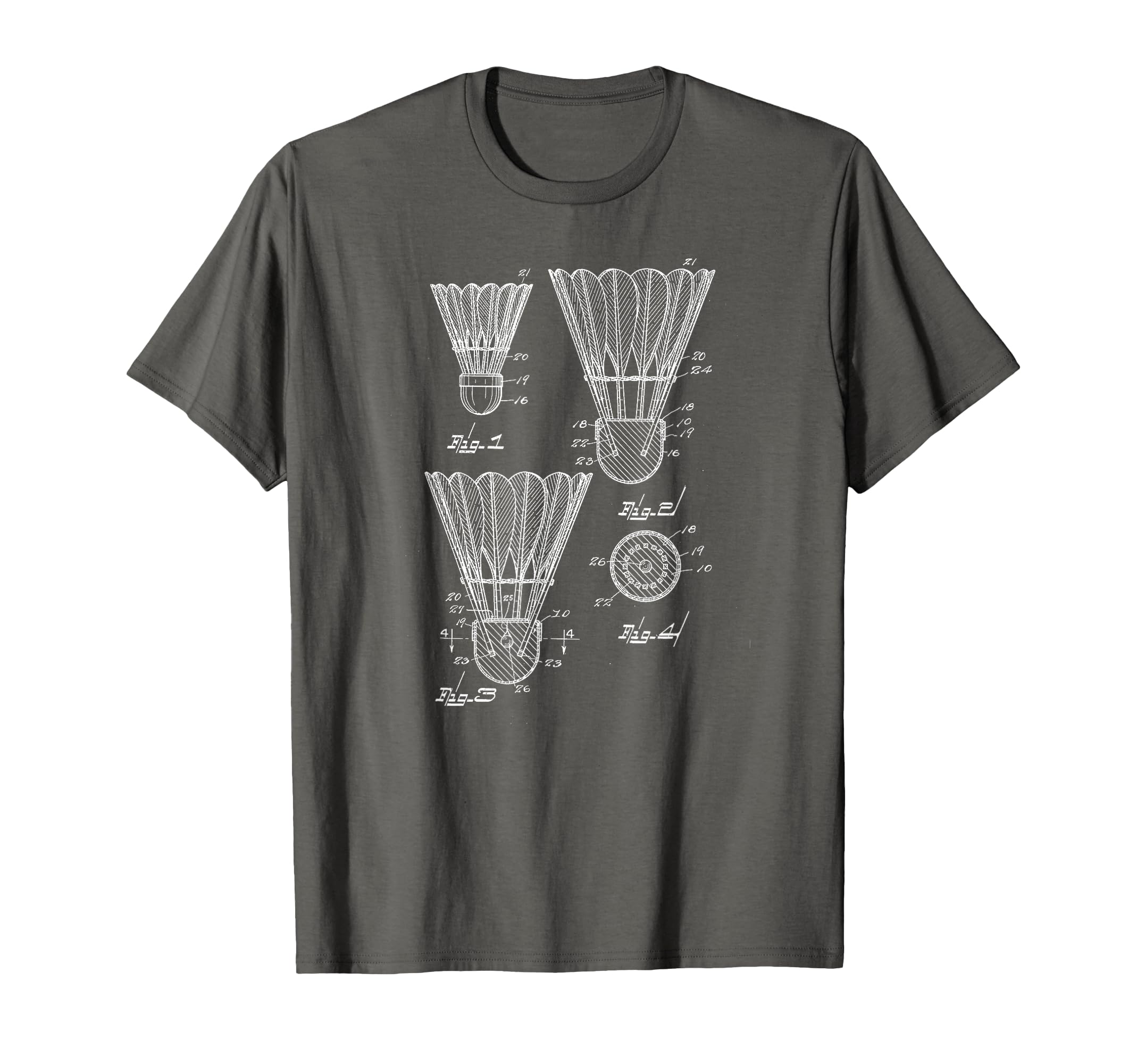 Shuttlecock Patent Drawing Badminton T-Shirt