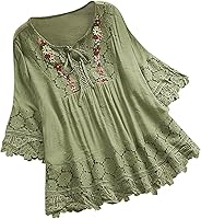 Vista 8 de Blusa de primavera de manga larga para mujer, estilo bohemio, de gran tamaño, con botones, para mujer, con solapa, holgada y cómoda