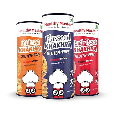 Healthy Master Roasted Khakhra Combo | Flax Seeds, Quinoa & Ragi Beetroot 300g | Each 100g - Gluten-Free & Roasted | Hig