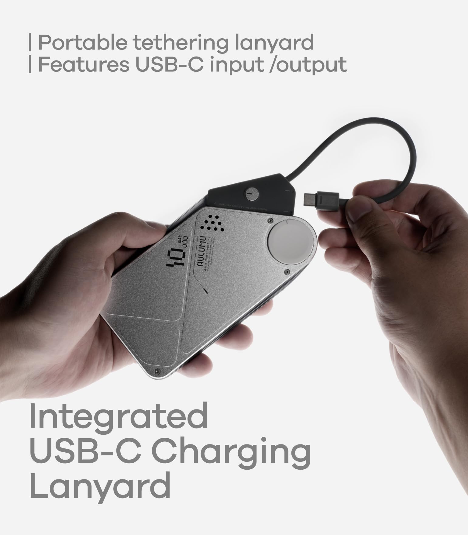 Aulumu M10 Batería externa magnética para MagSafe de 10000mAh con carga rápida y cable integrado para iPhone 17, 16 Serie, MacBook, Apple Watch, Samsung, apta para viajes, color plateado