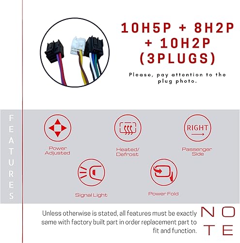 Miniatura 7 de Spieg Espejo lateral del pasajero de repuesto para Freightliner Mercedes Sprinter 2019 - 2022 con calefacción eléctrica plegable (derecha)