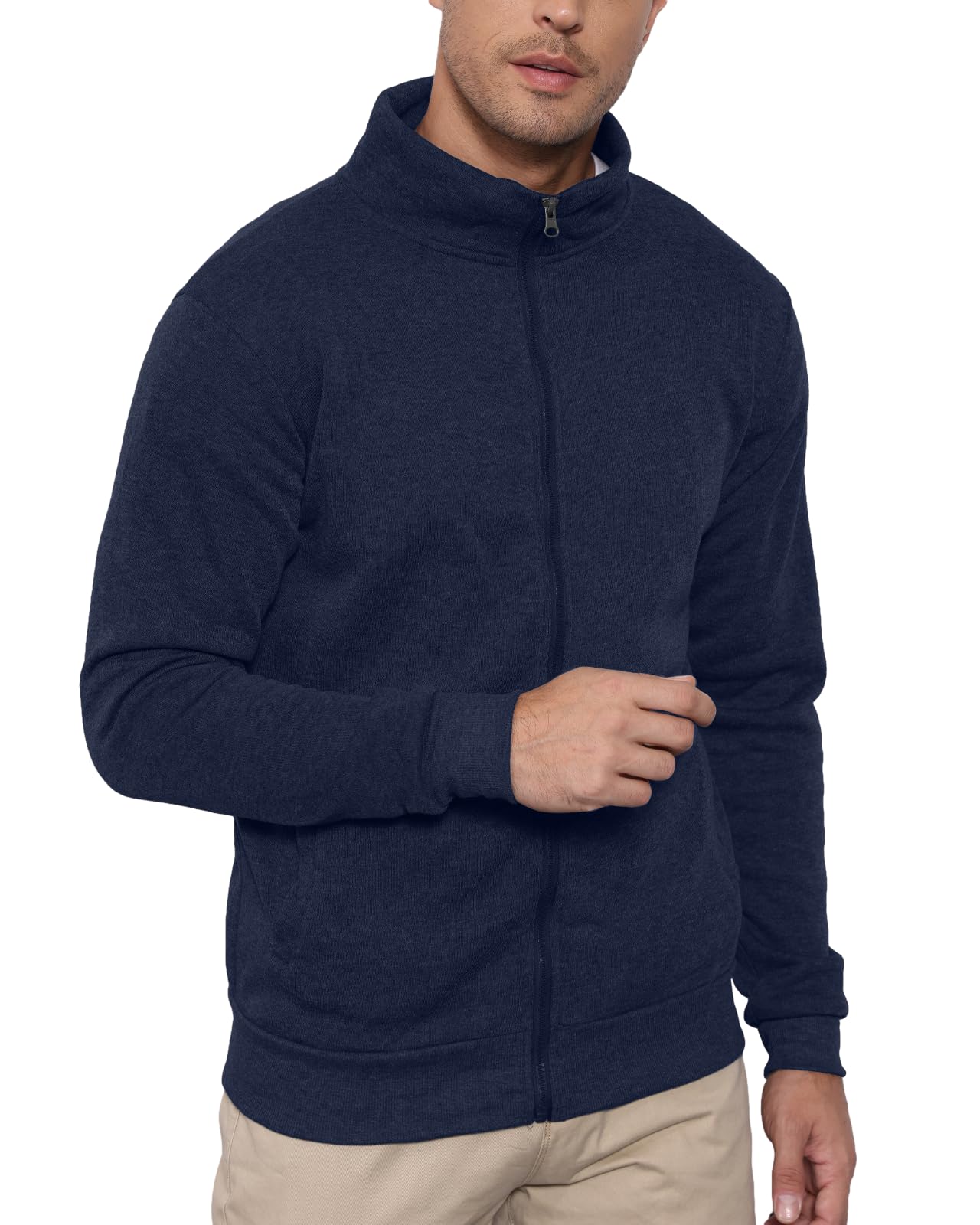 Sweat Zipper Homme sans Capuche Cardigan Chandails Sweatshirt Polaire Vest à Léger Vêtements Sport