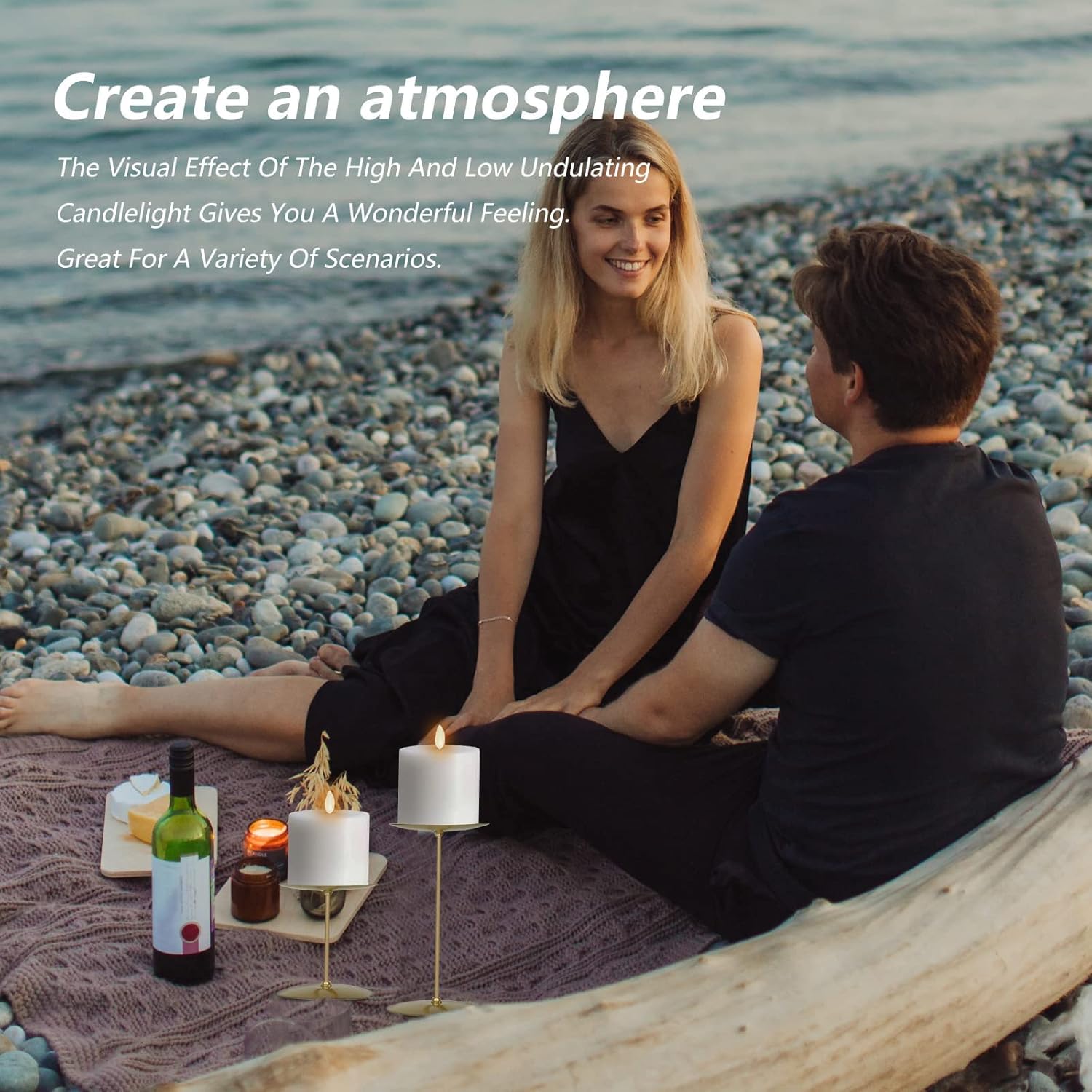 Golden Cylindrical Candle Holder Set (6 Piece Set) Metal Candle Holder Holder, Used for Table Decoration, Home Decoration, Wedding : Home & Kitchen