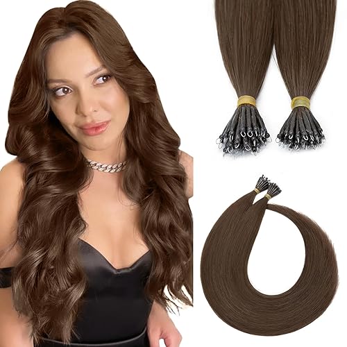 Miniatura 6 de MY-LADY Extensiones de cabello humano con punta I Tip, 100 hebras, 16 pulgadas, mezcla de rubio ceniza rubio decolorado, extensiones de cabello