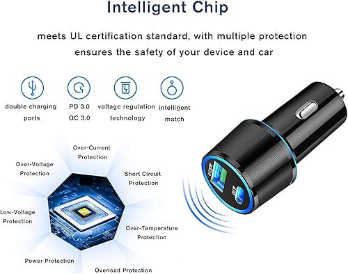 Miniatura 5 de UrbanX Cargador rápido de coche de 21 W para automóvil y camión para Motorola Moto E5 Play con cargador USB PD 3.0 - Negro viene con cable USB A a