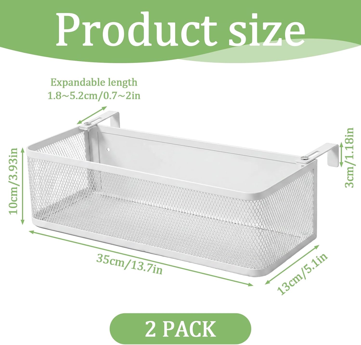 2 Pack Bedside Caddy Shelf for Bunk Bed, Office Cubicle Walls, Crib Rails, Dorm Bed College Dorm Room Essentials Shelf for Cell Phone Headphone Magazine Snacks,L13.78in x W5.12in x H3.94in