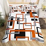 Erosebridal Geometric Duvet Cover for Adult,Vintage Black and Grey Brown Bedding Set Queen,Modern Farmhouse Comforter Cover Home Room Decor,Grid Pattern Bed Sets with 2 Pillow Shams All Season