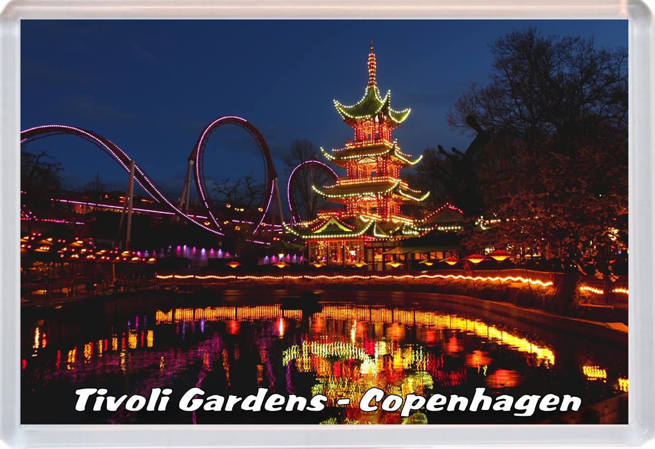 Baked Bean Store Multicolor Tivoli Gardens - Copenhagen - Denmark - 96 X 67Mm Jumbo Fridge Magnet/Magnets Bbsfhm321