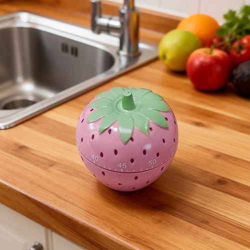 Vista 8 de Lindo temporizador de cocina de galletas de frutas Alarma de cocina manual novedosa Molde mecánico de fresa en forma divertida para decoración