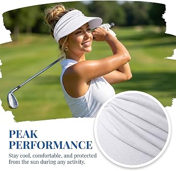 Women's UPF 50+ UV Protection Sun Visor Hat, Sun Hats for Women, Lightweight Foldable Ponytail Sports Cap