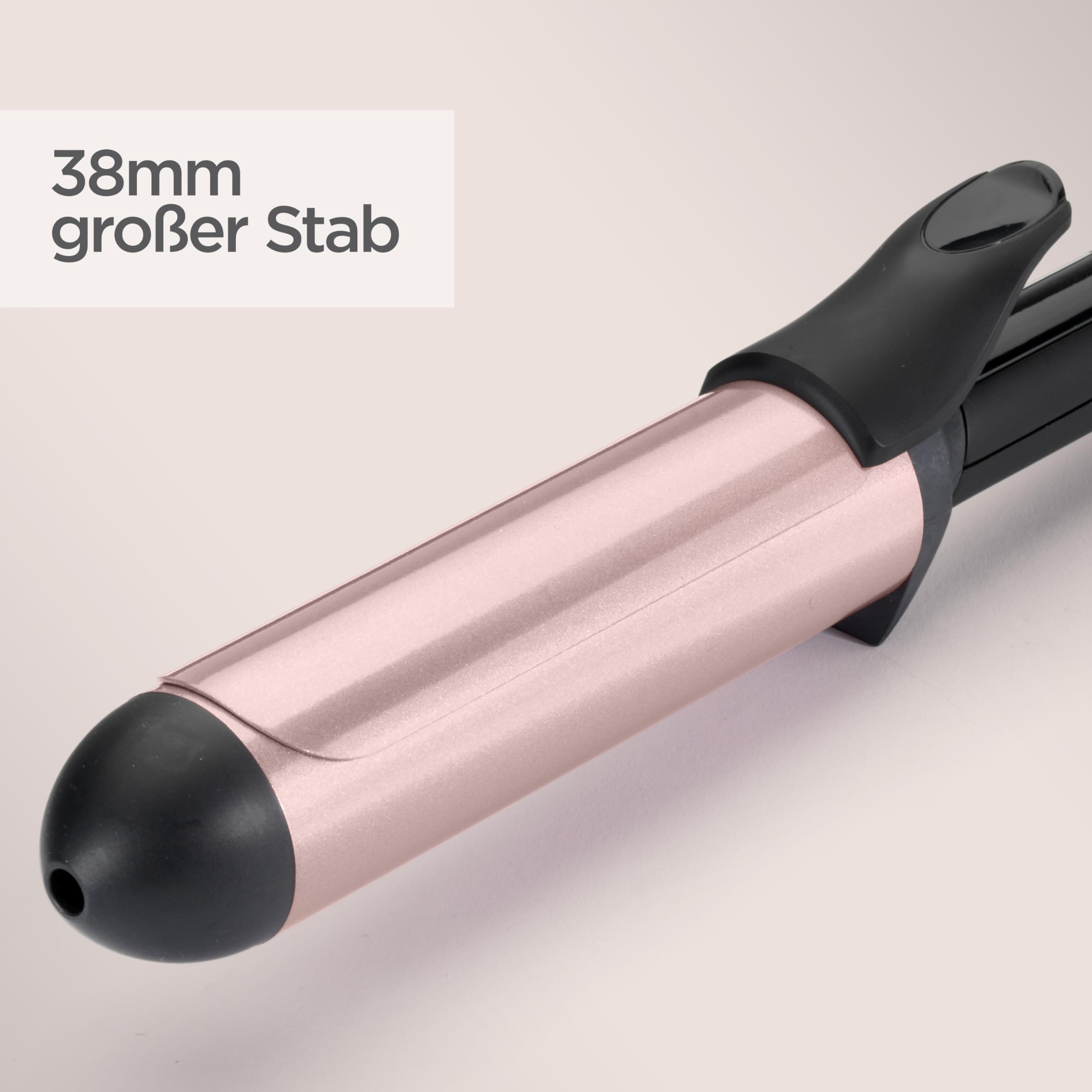 BaByliss Lokówka do włosów 38mm C453E Ceramiczny uchwyt z kwarcem, z pincetą, 6 Temperatury 160°C do 210°C Trwałe loki, Zimna końcówka uchwytu, Rękawica w zestawie, Obrotowy kabel