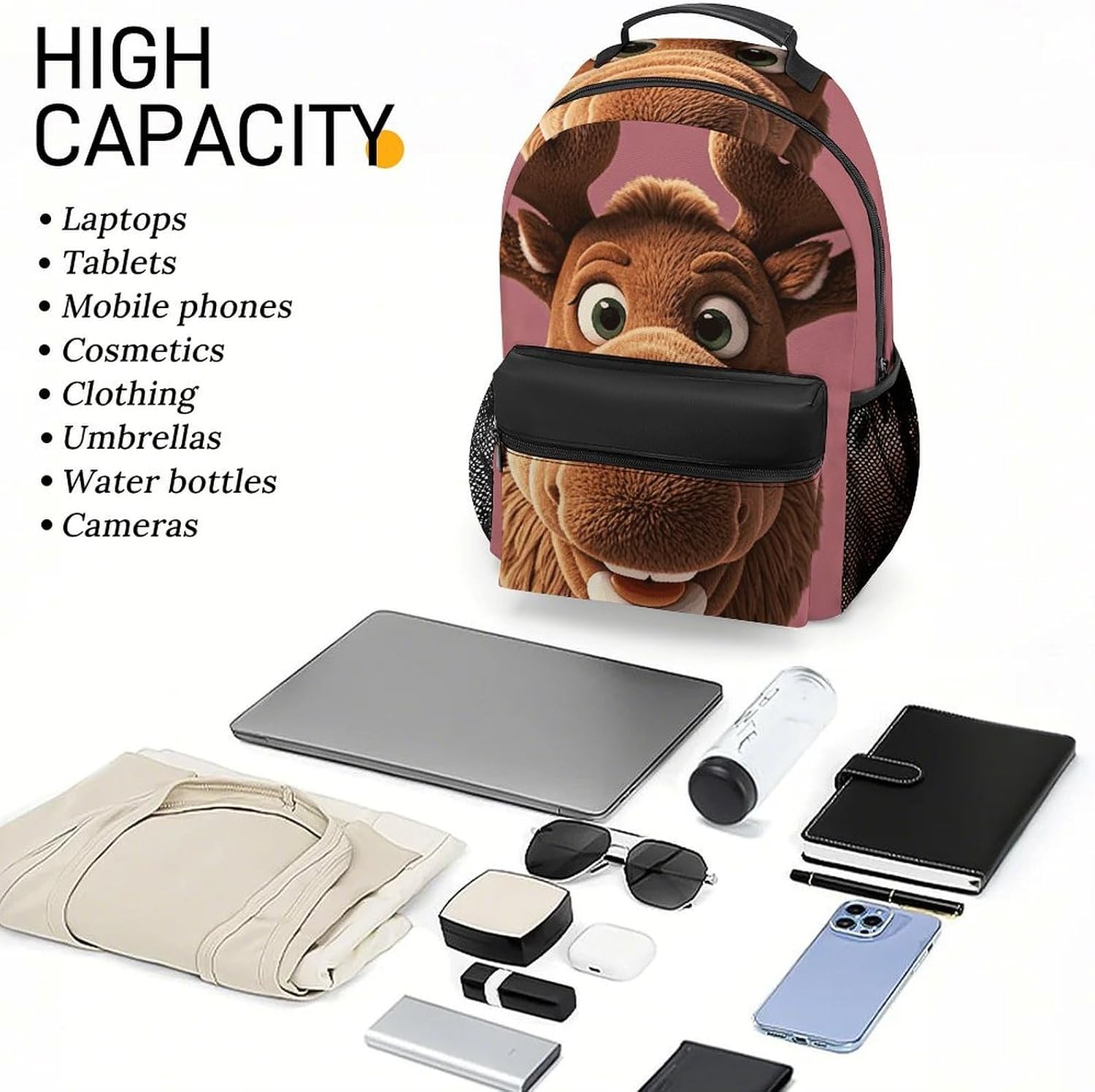 Funny Christmas Moose Head Laptop Backpack Lightweight Backpack image 4