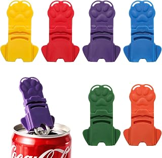 6PCS Soda Can Opener & Dust Cover – Pop Can Opener Tool with Easy Tab Opener, Protects Fingernails, One-Handed Use for Beer, Cola & Aluminum Cans
