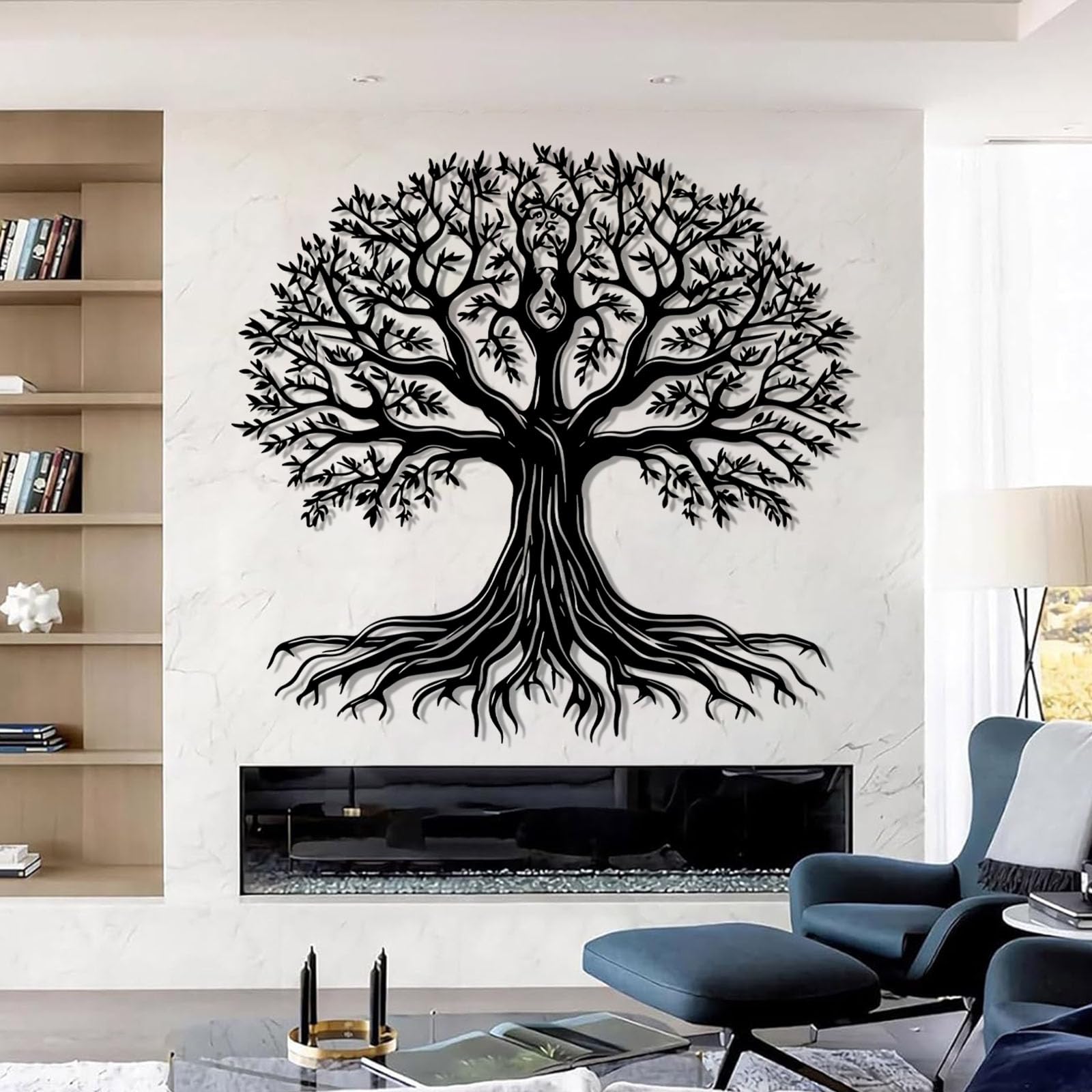 Albero della Vita in Metallo Argento Decorazione da Parete Ramo in Metallo Grande Decorazione da Parete Arte Natura per Esterni Albero della Vita Opera d'Arte Decorazione Scultura Moderna per Soggior