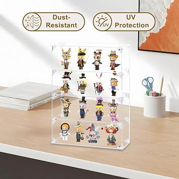 Acrylic Display Case for Collectibles, 4 Layer Clear Wall Mounted or Desktop Storage Organizer for Pop Figures, Dustproof Display Cabinet Box for Mini Toys Rock Crystals