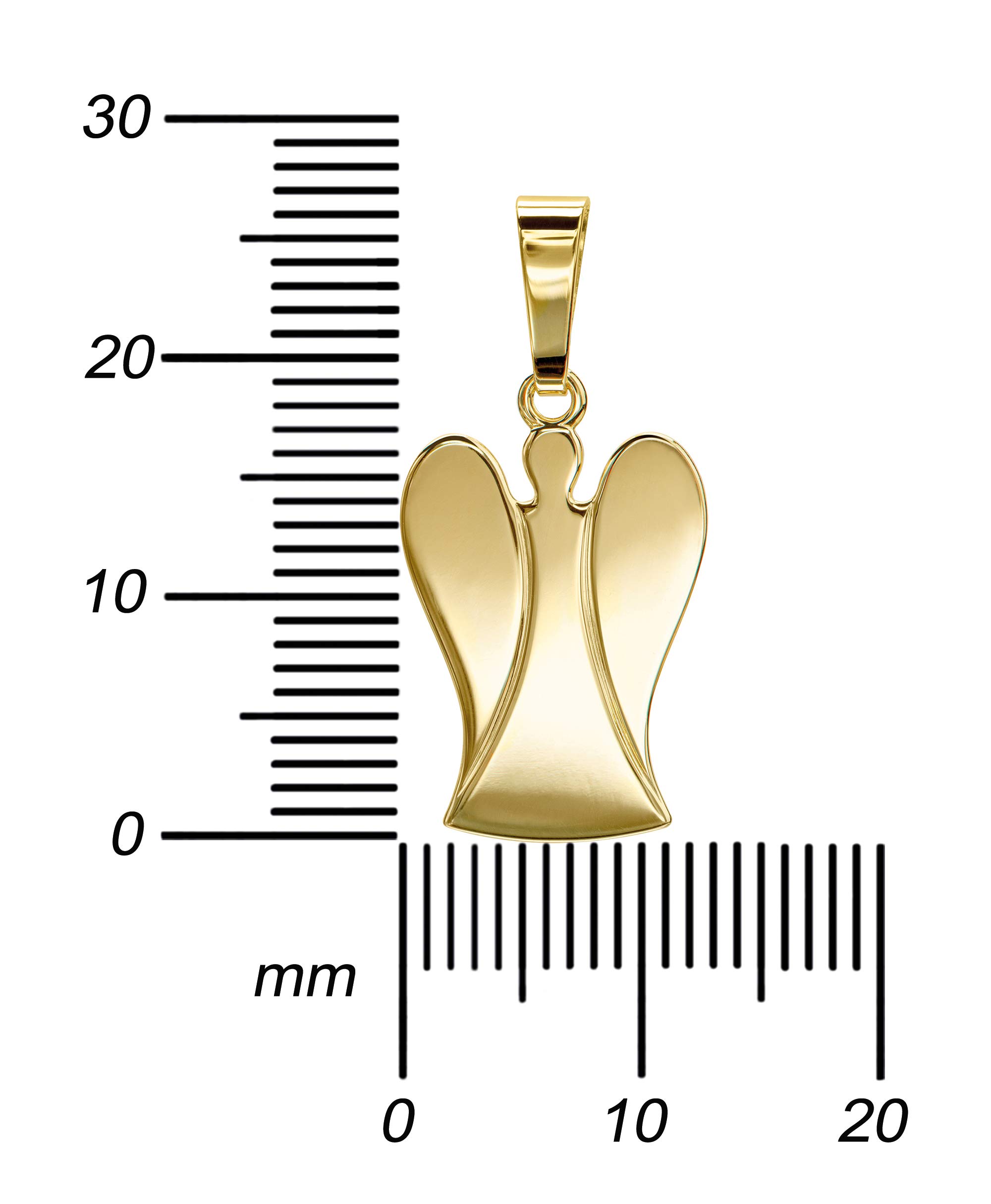 Schutz-Engel-Anhänger 585 Gold 14 Karat / 14K-Anhänger für Damen Kettenanhänger und Zertifikat mit Halskette Länge wählbar.