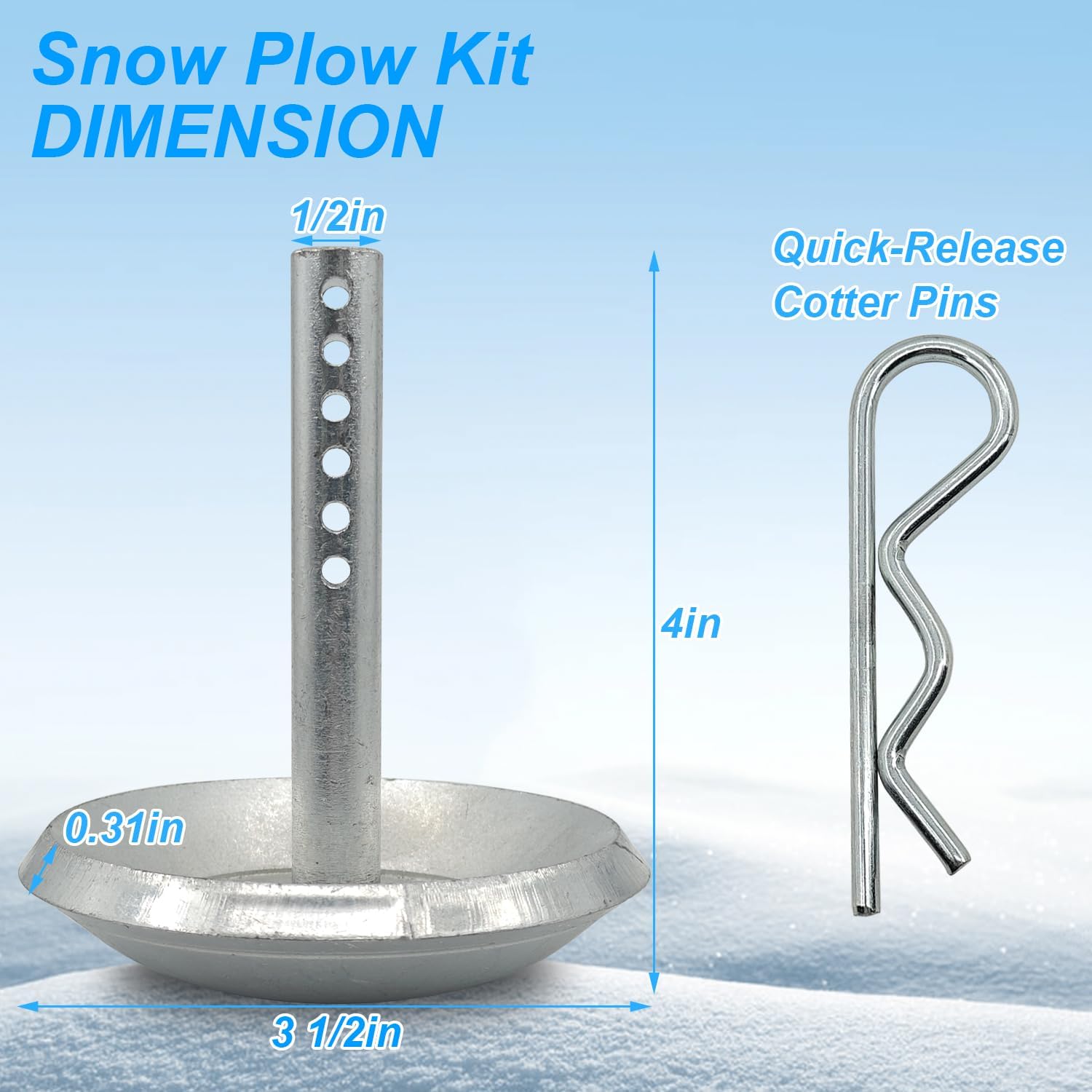 2 Pack Replacement Snow Plow Skid Shoes 2208864 2205071 Replaces Part ATV UTV Polaris,Hardened Steel Snow Plow Non-Slip Base,with Quick-Release Cotter Pins