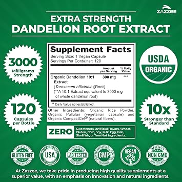 Zazzee Herbal Uric Acid Cleanse Bundle | USDA Organic Dandelion Root Extract Capsules Plus Super Concentrated 10:1 Organic Tart Cherry Extract Capsules | Non-GMO Vegan & ISO Lab Tested