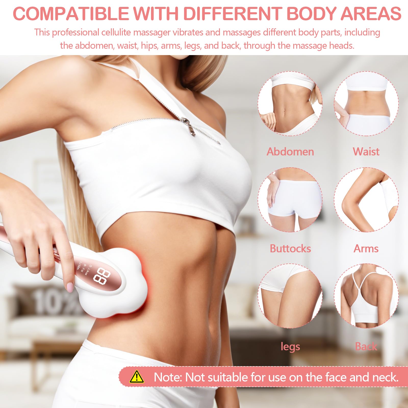 Cellulite Massagegerät, Lymphdrainage Gerät mit Heizfunktion, Lipödem Handmassagegerät mit 3 Arbeitsmodi 15 Einstellbare, für Arme, Beine, Bauch, Po Gegen Orangenhaut und Lipödem