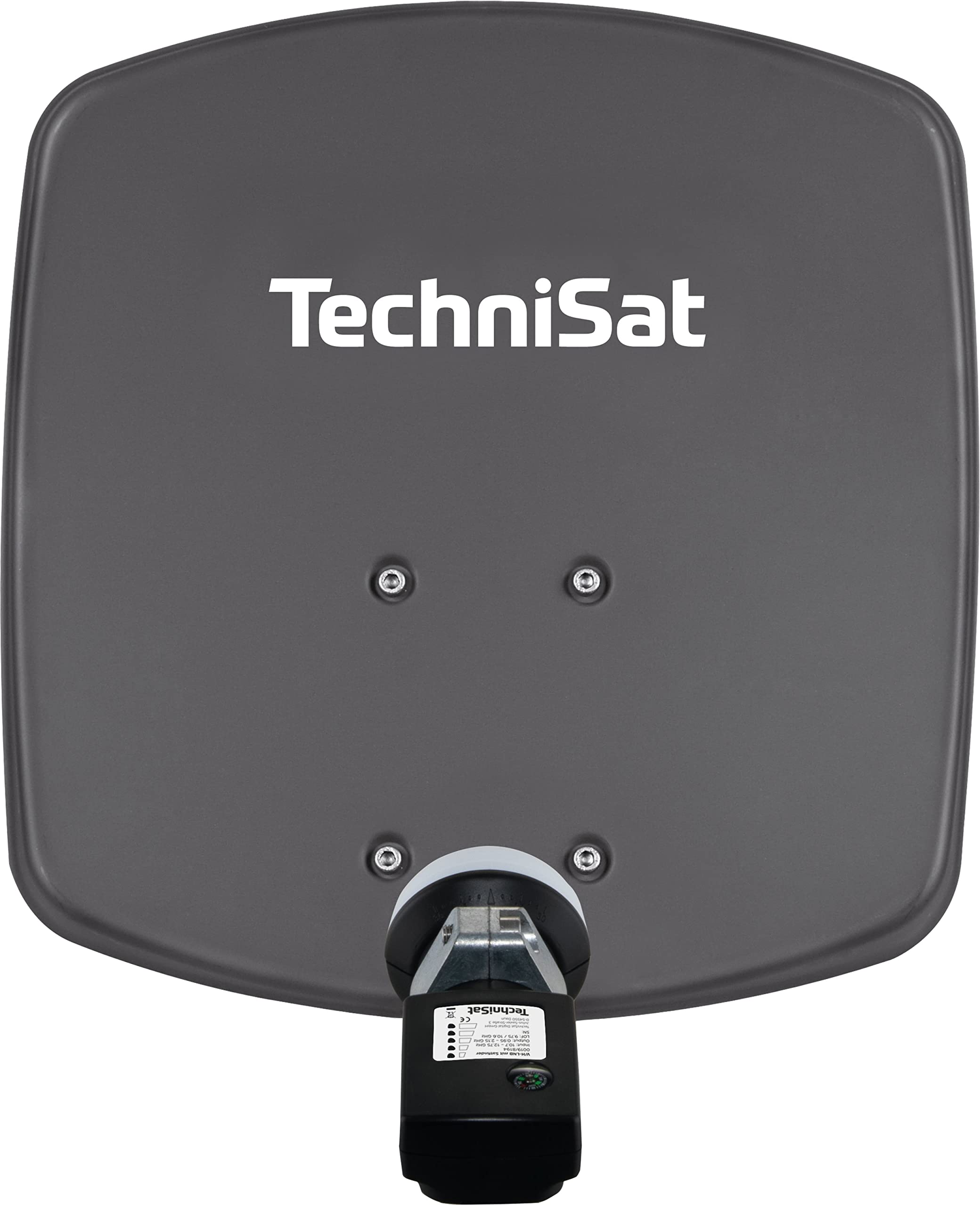 TechniSat DIGIDISH 33 Satelliten-Schüssel 33 cm Komplettset mit Wandhalterung und Satfinder V/H-LNB grau