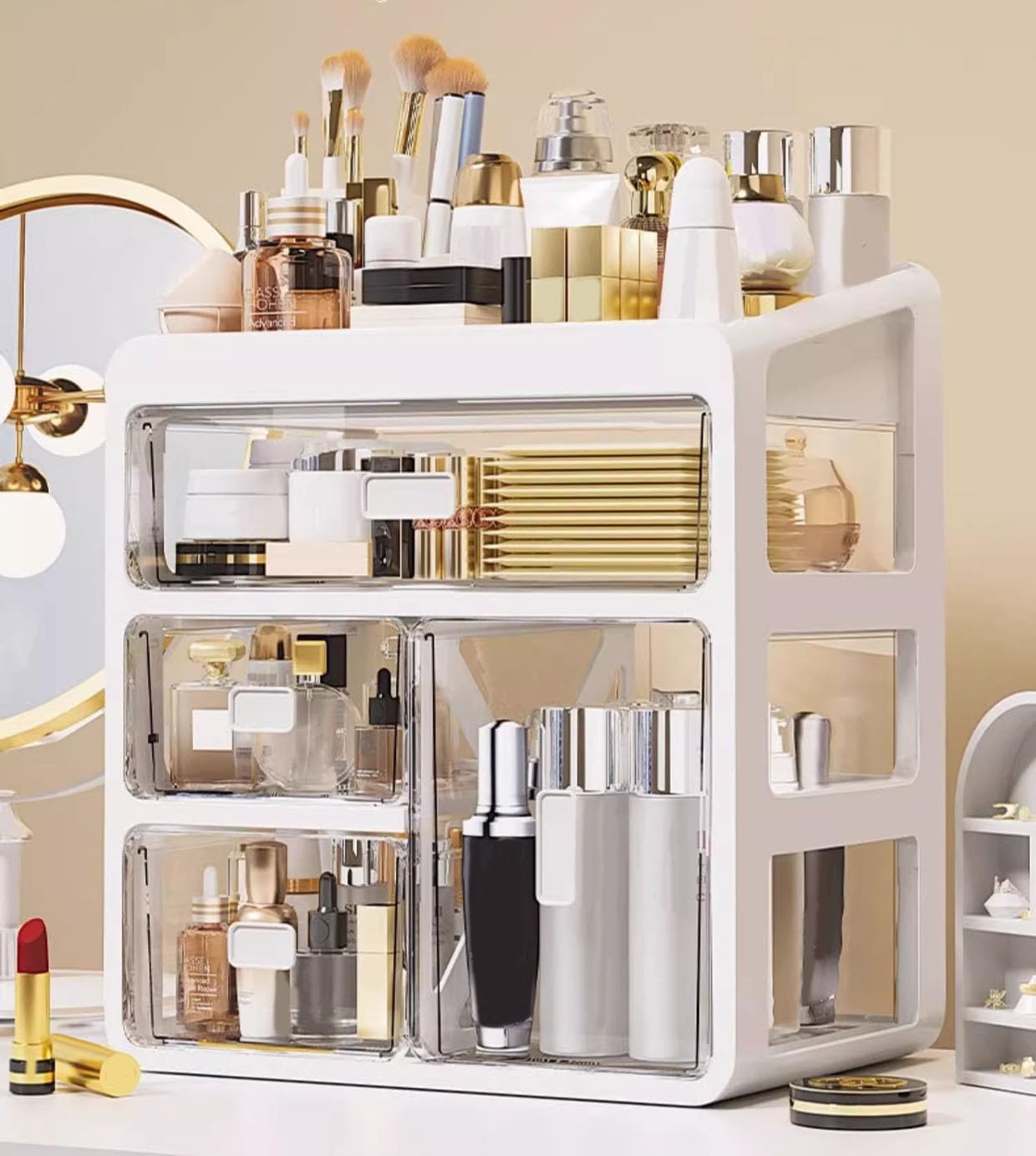 Makeup Organizer with Drawers, Skincare Organizer, Storage Box Cosmetic Display Cases, Make up Organizers for Vanity, Dresser, Countertop