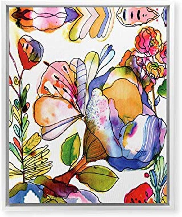 Deny Designs Cayenablanca Blossom Pastel White Framed Art Canvas, 16" x 20"