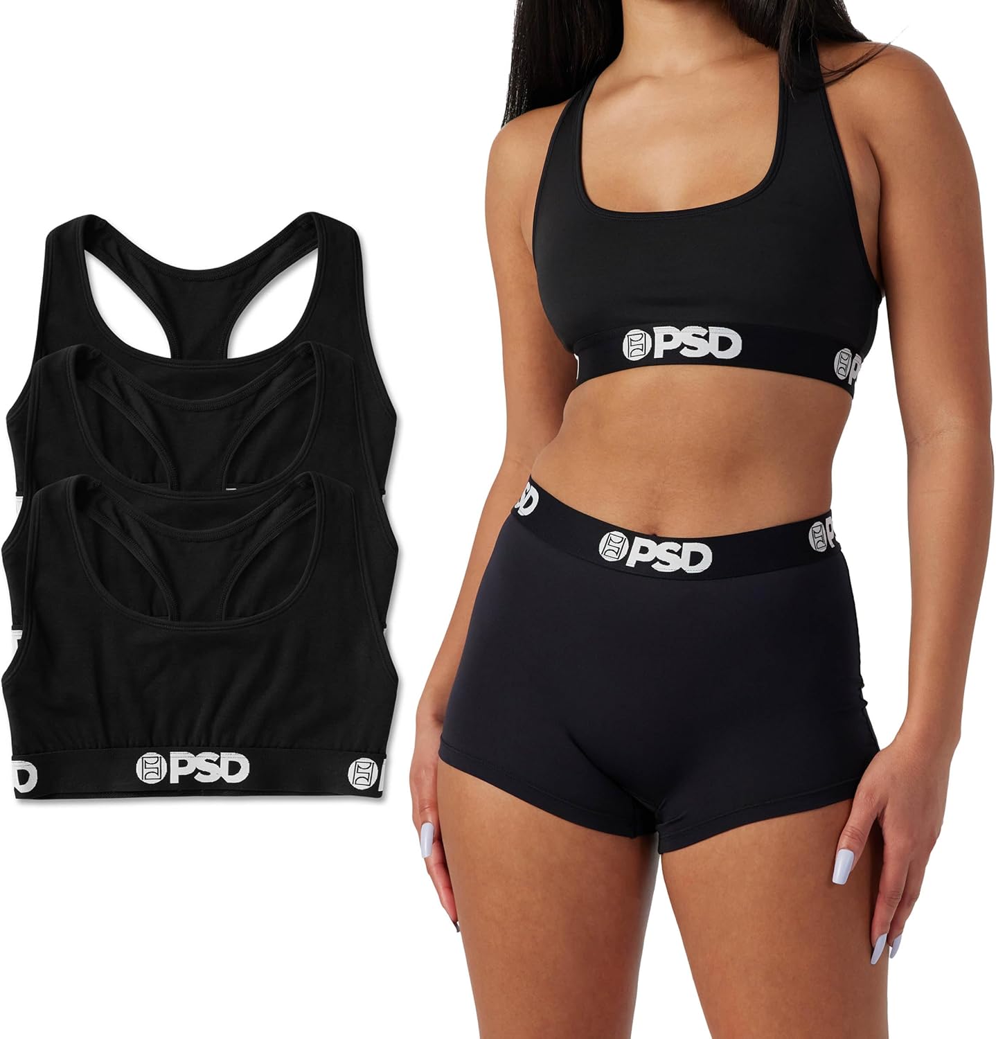 PSD Women's Modal Premium Solid Sports Bra - Racerback Sports Bras for Women with Breathable Microfiber Fabric